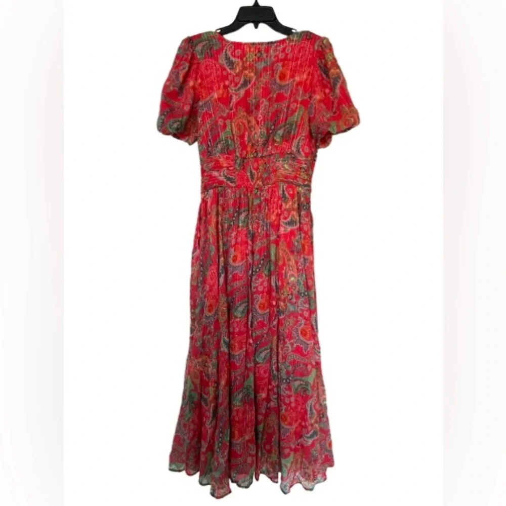 Anthropologie The Katerina
Lurex Button Front Dress in Red Paisley Size 8 - Picture 5 of 10
